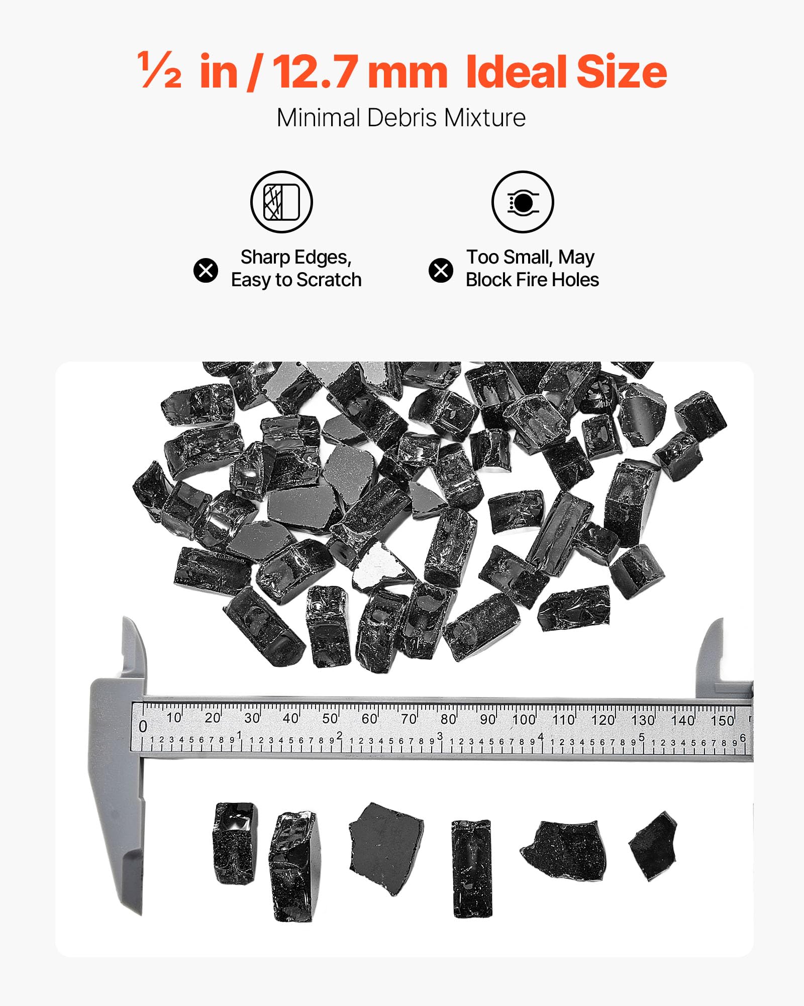 VEVOR Feuerglas Karibikblau - 9 Kg Feuerfeste Glassteine Für Kamin