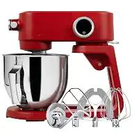 All Metal Stand Mixer DC Motor - Heavy Duty Dough Mixer 5.3 Quart with 4 Stainless Steel Attachments, Quiet Operation with Timer, Verstile Standing Mixer with Power Hub, 8-Speed (Red)