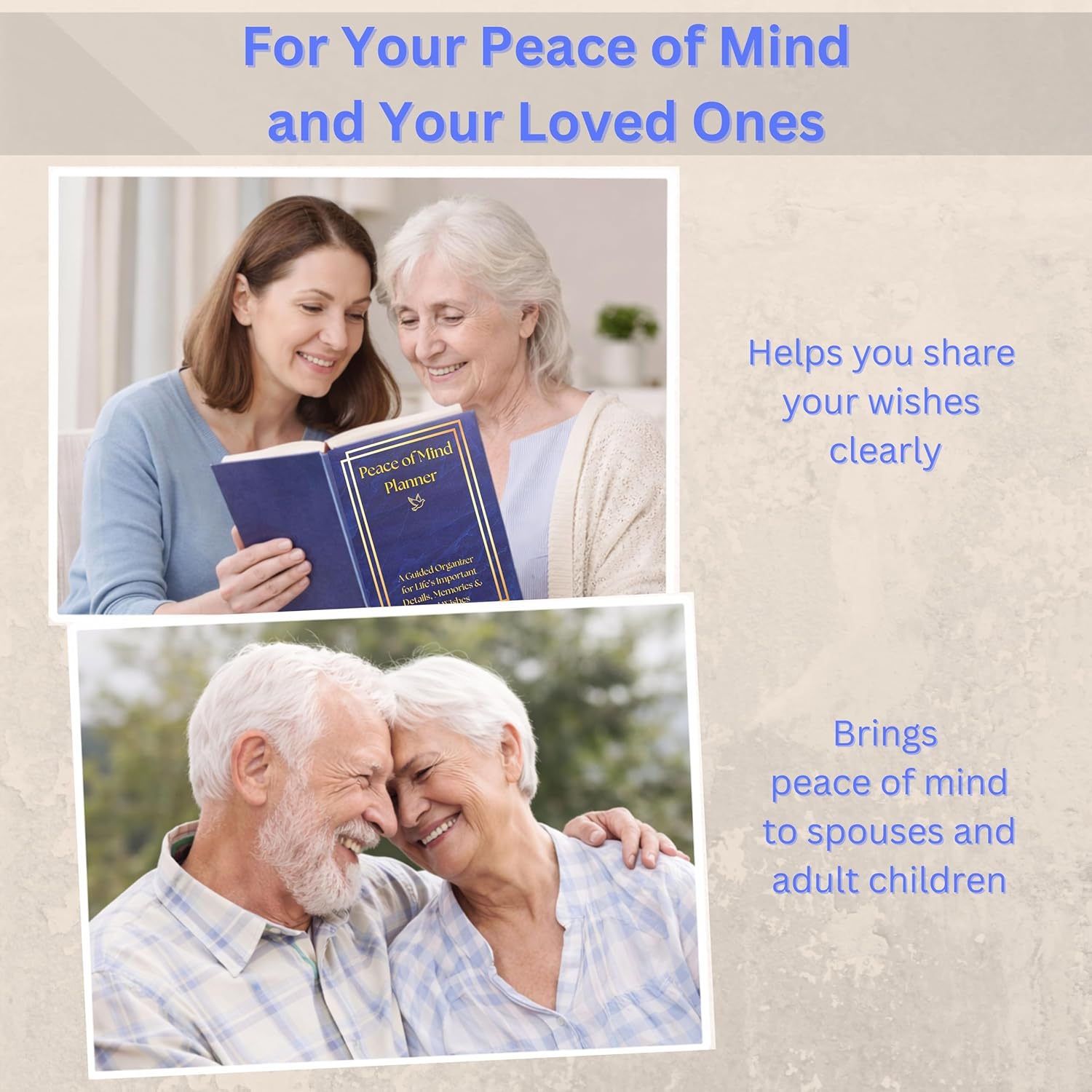 Peace of Mind End of Life Planner for Parents, Final Wishes & Legacy Planning Organizer, Guided Journal for Important Information and Final Arrangements, Blue Marble Design