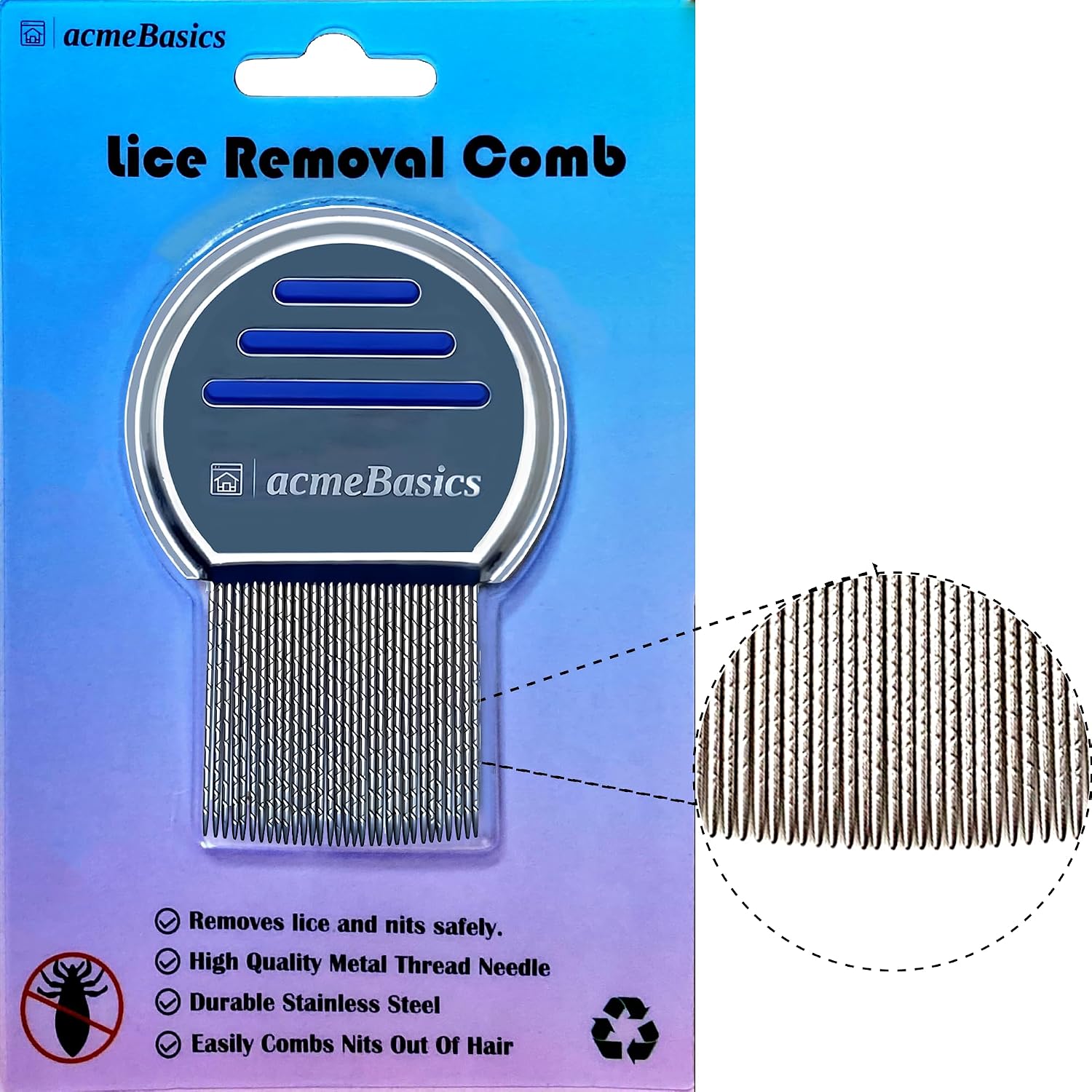 Lice Comb, Premium Quality Stainless Steel Lice and Nit Comb for Head Lice Treatment for Kids and Adults. Professional, Durable and Reusable