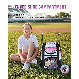 MATEIN Softball Bag, Lightweight Baseball Backpack with Shoe Compartment, Baseball Bag with Fence Hook for TBall Bat & Equipment, Softball Gifts Catchers Backpack for Women Fit Batting Glove, Helmet