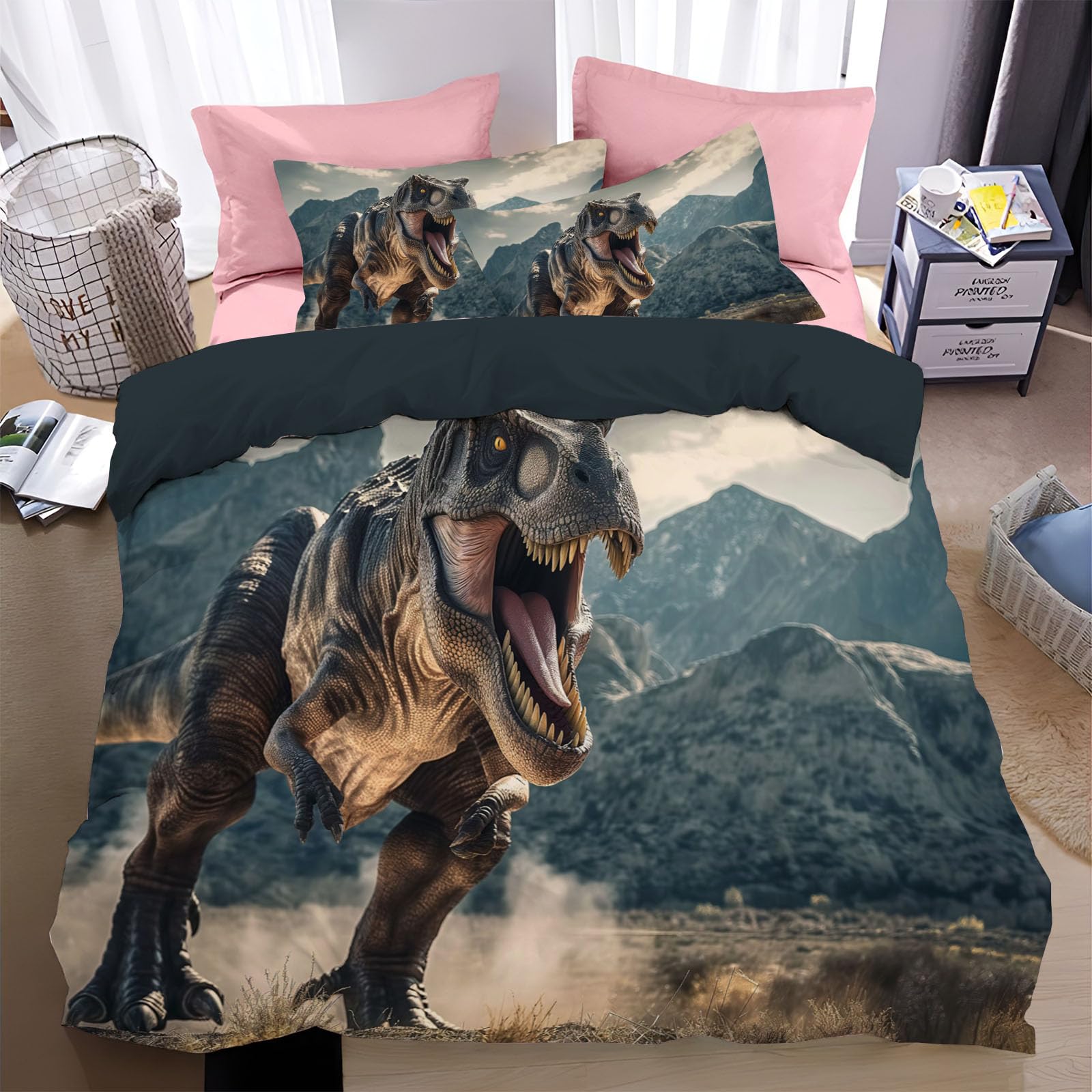 Housse de couette dinosaure forêt tropicale pour une déco bohème adulte