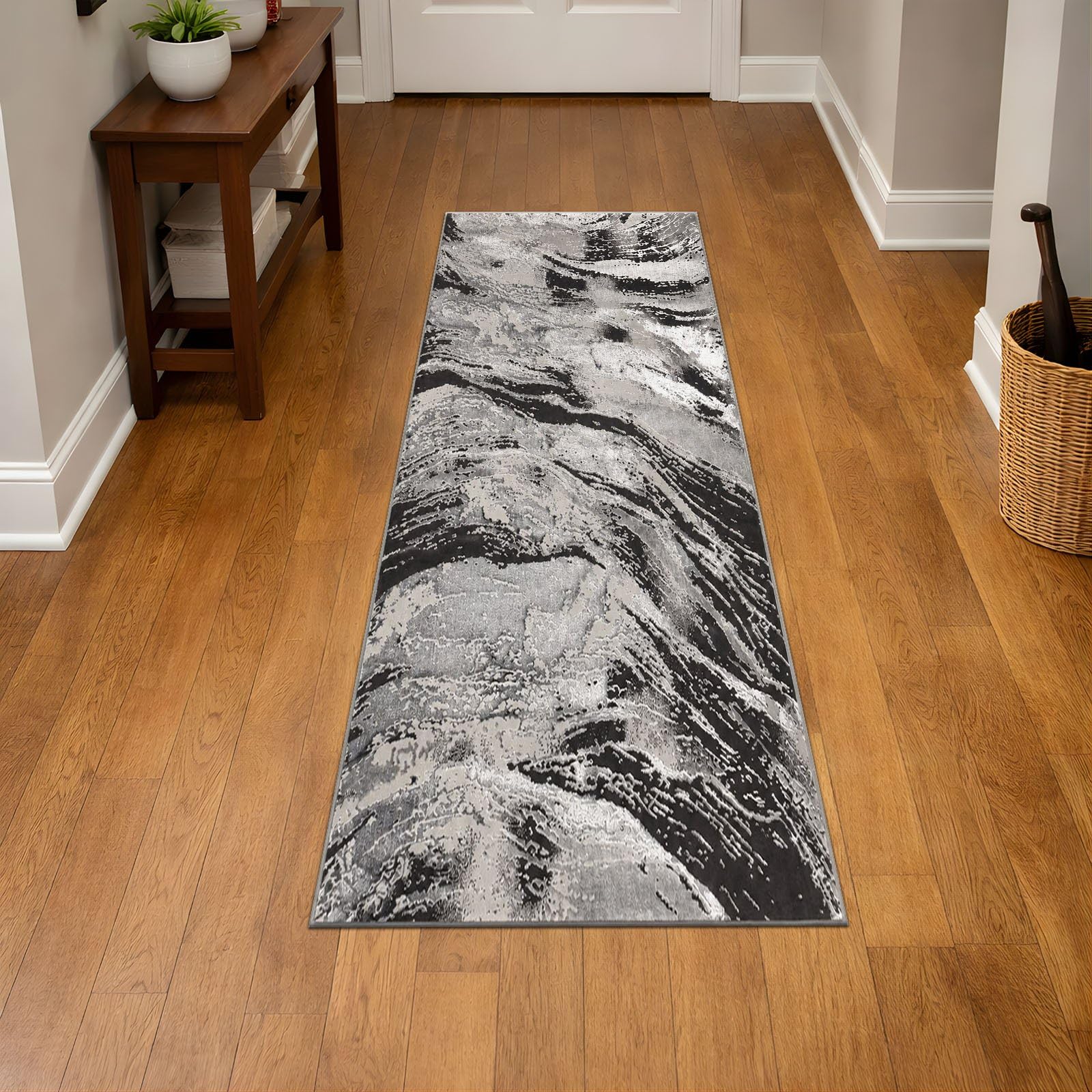 cozily® Hallway Runner - Jeze DarkGrey 60 x 220 cm Jute Back Rug — image 1