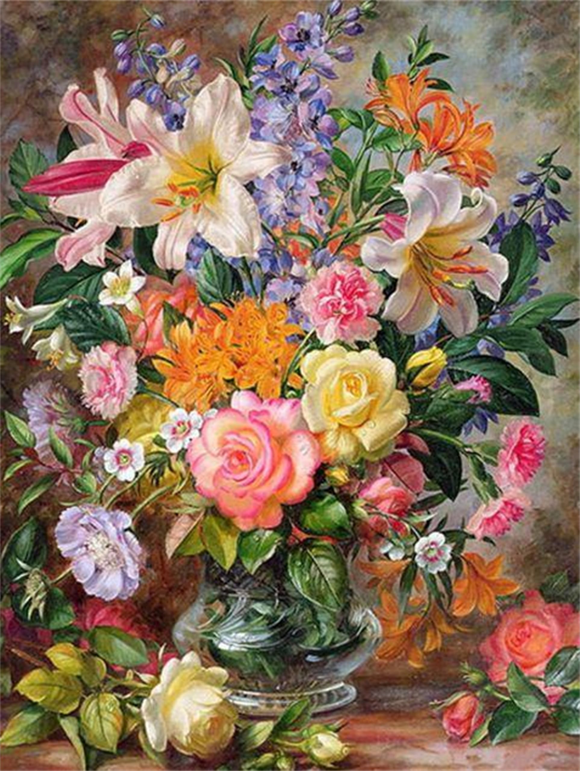 Xiangxujia DIY Paint by Number for Adults,Painting by Number Kits on Canvas,Color by Numbers for Adult Beginner,Gifts Decor for Home Wall Room (Flower)