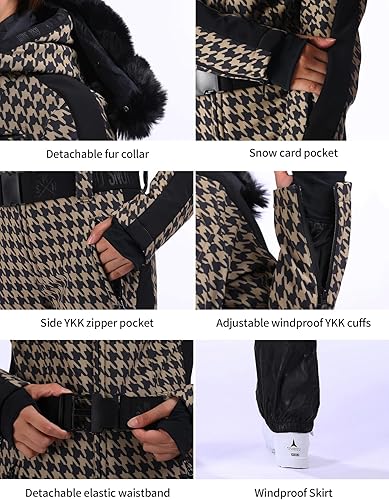 Miniatura 5 de GSOU SNOW Trajes de esquí para mujer de una pieza para snowboard invierno impermeable resistente al viento traje de nieve para deportes al aire libre