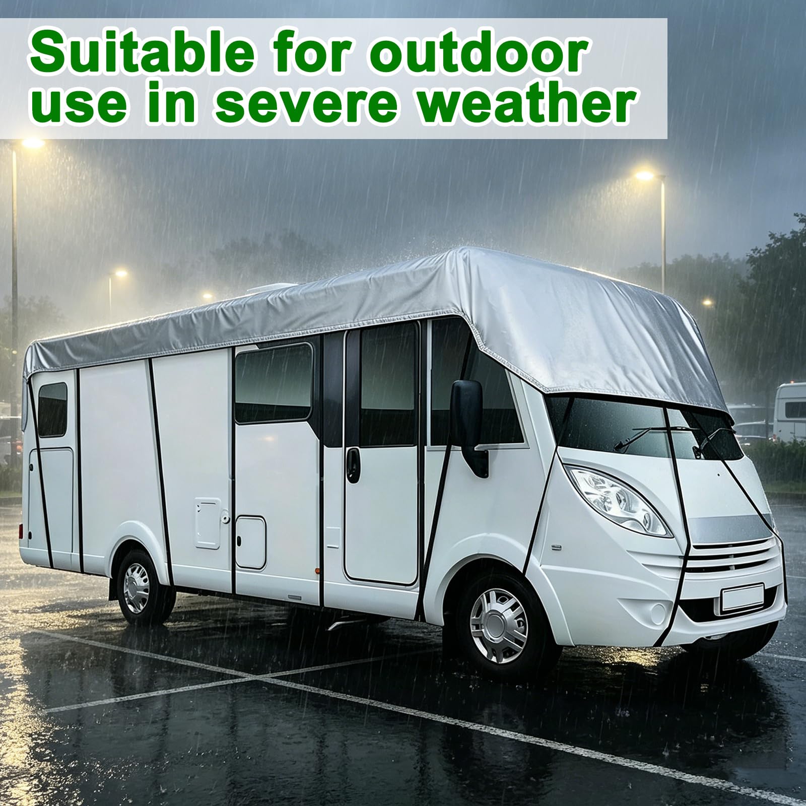 Copertura superiore per camper e roulotte, copertura impermeabile universale per l'estate, protezione dai raggi UV, tessuto Oxford 210D, con strisce riflettenti, 5 x 3 m