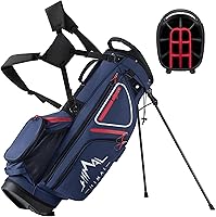 Gohimal 14-Way Golf Stand Bag for Men - 600D Durable w/ Cooler & Shoe Pockets, 10 Storage, Rain Hood, Dual Straps, Color-Coded Dividers for Walk or Cart