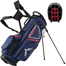 GoHimal 14-Way Lightweight Golf Stand Bag with Multiple Pockets | Golf Bags for Men with Auto-Stand, Smart Storage with 10 Pockets, Ergonomic Padded Straps, Cooler Pocket, Rain Hood