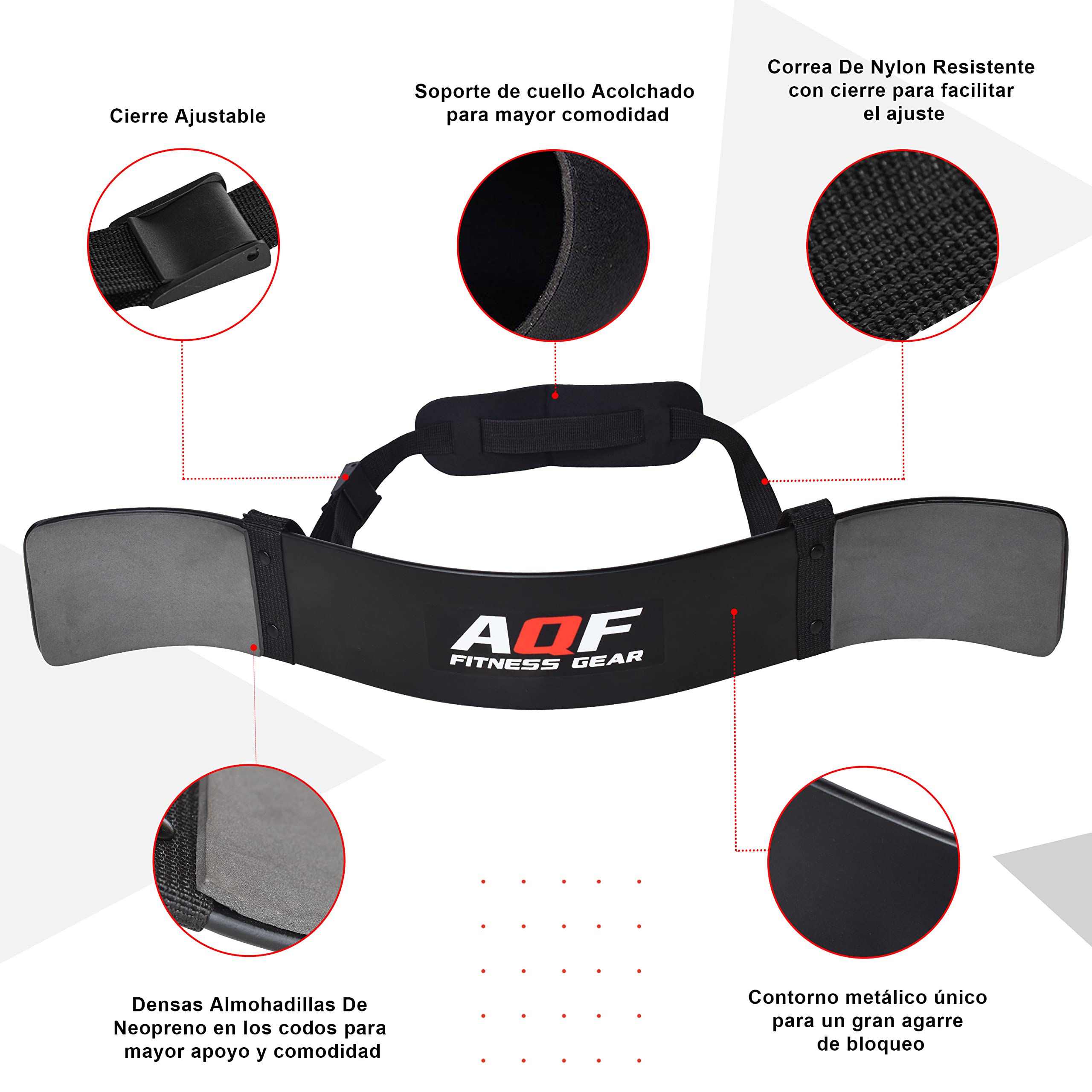 AQF Arm Blaster Bíceps, Aislador de Curl Ajustable para Levantamiento Pesas | Aluminio Ligero, Hebilla De Liberación Rápida, Aislamiento De Brazos, Curl Con Mancuernas, Entrenamiento De Gimnasio