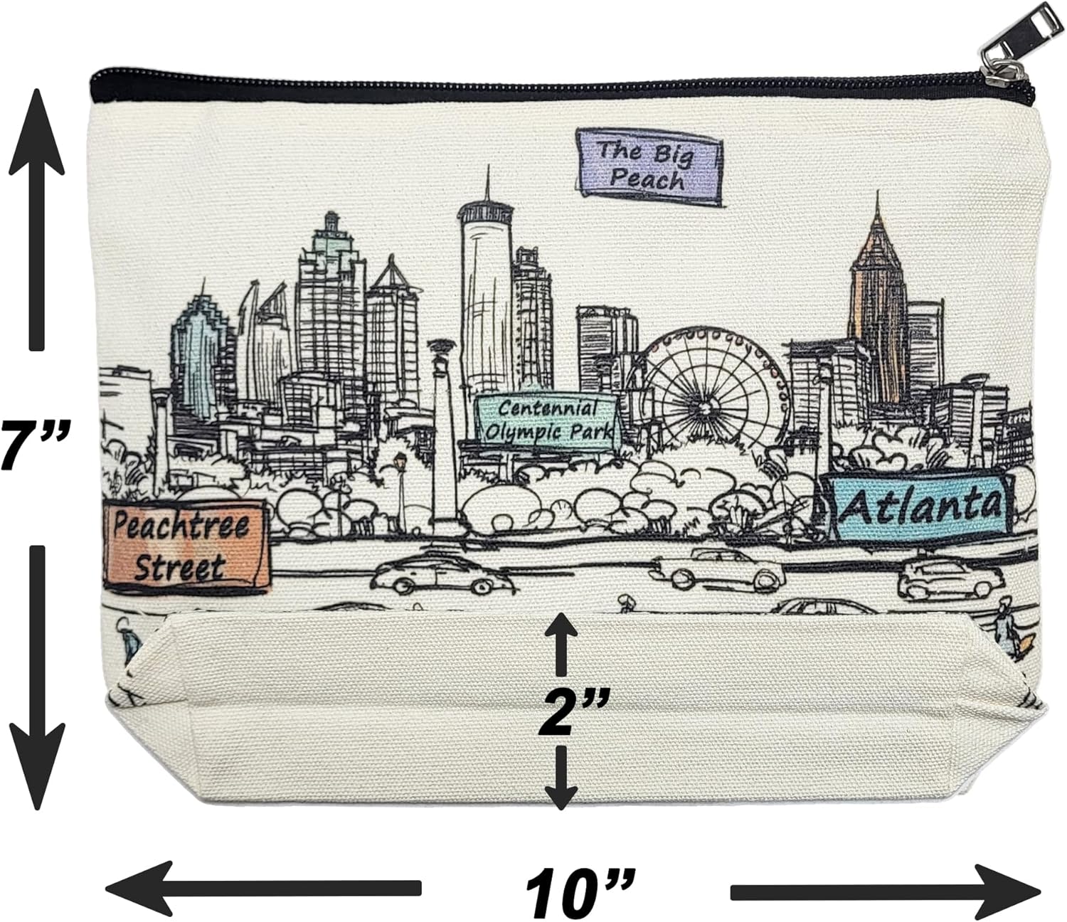 Cities Around the World Artwork Cosmetic Bag Series – Designed in USA, Travel Makeup Bag with Zipper, Souvenir Gift for Women, Artwork Organizer for Purse or Toiletry (Atlanta) - Image 6