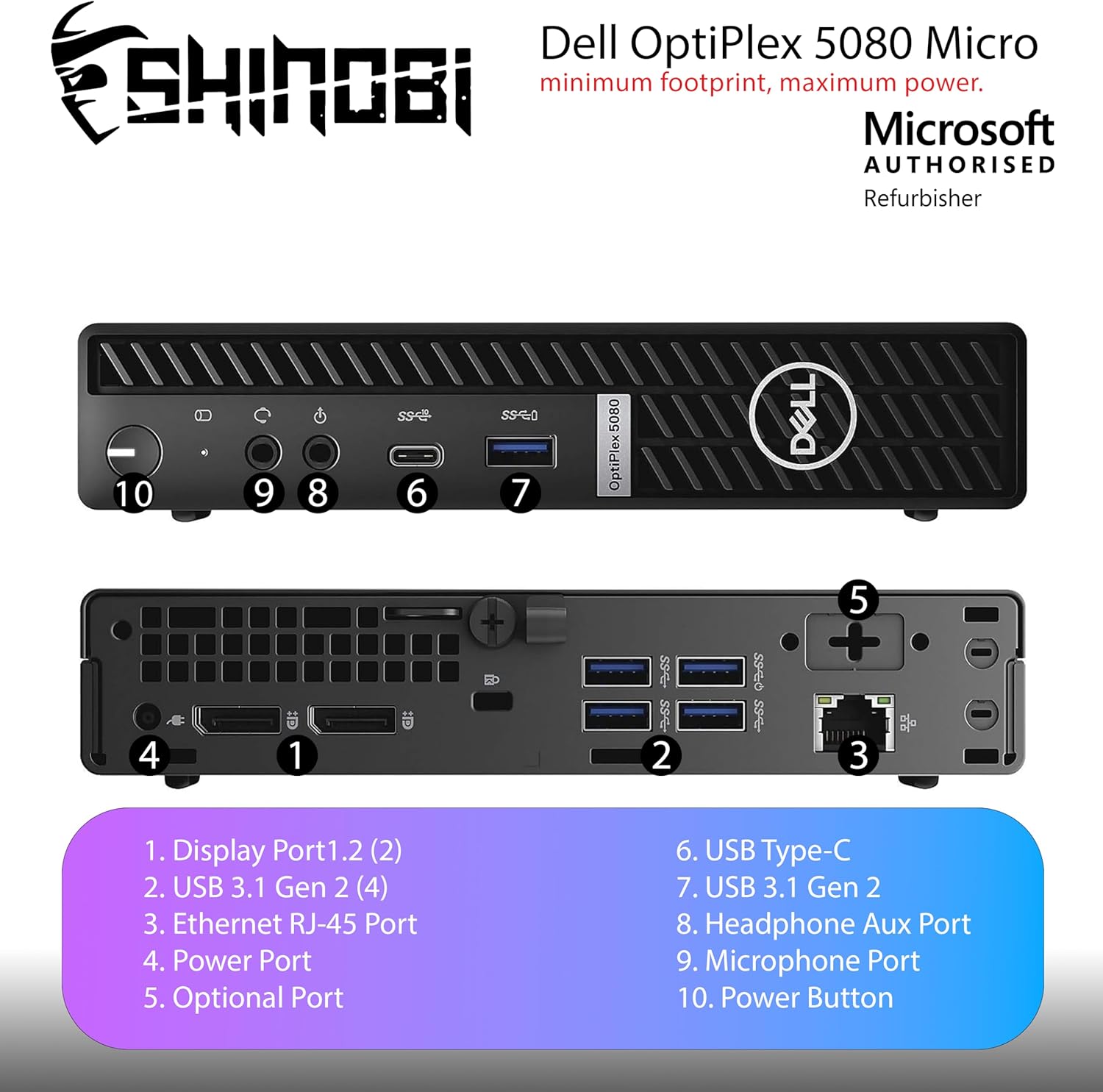 Dell OptiPlex 5080 Micro PC | Intel Core i7-10700T | 32GB RAM | 1TB SSD | Windows 11 Pro | Wi-Fi+ BT | Mini Desktop Computer (Renewed)