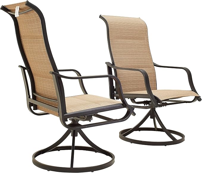 Set Di 2 Sgabelli Da Bar Girevoli Per Esterno - Struttura In Metallo Resistente, Altezza 132 Cm, Sedile In Tessuto Traspirante