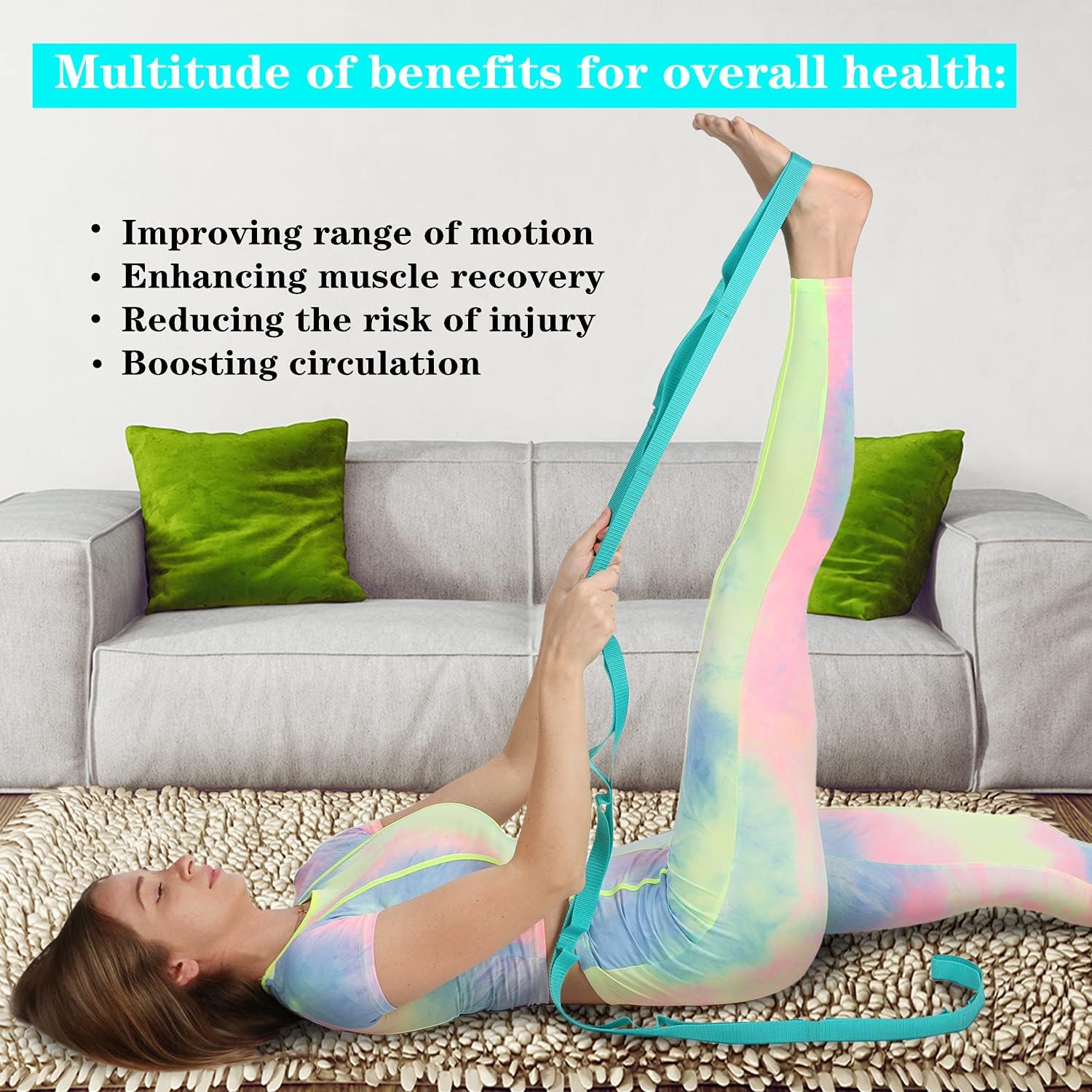 Scotamalone Yoga Strap Stretching Strap Physical Therapy Equipment Stretch Band Rehab Multi-Loop Strap Nonelastic Exercise Strap with Exercise Book for Pilates, Dance and Gymnastics : Sports & Outdoors