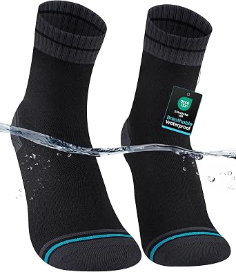 Waterproof Socks for Men, Breathable Hiking & Walking Outdoor Crew Socks, Ideal for Cold Wet Weather, Trekking, Camping, Fishing