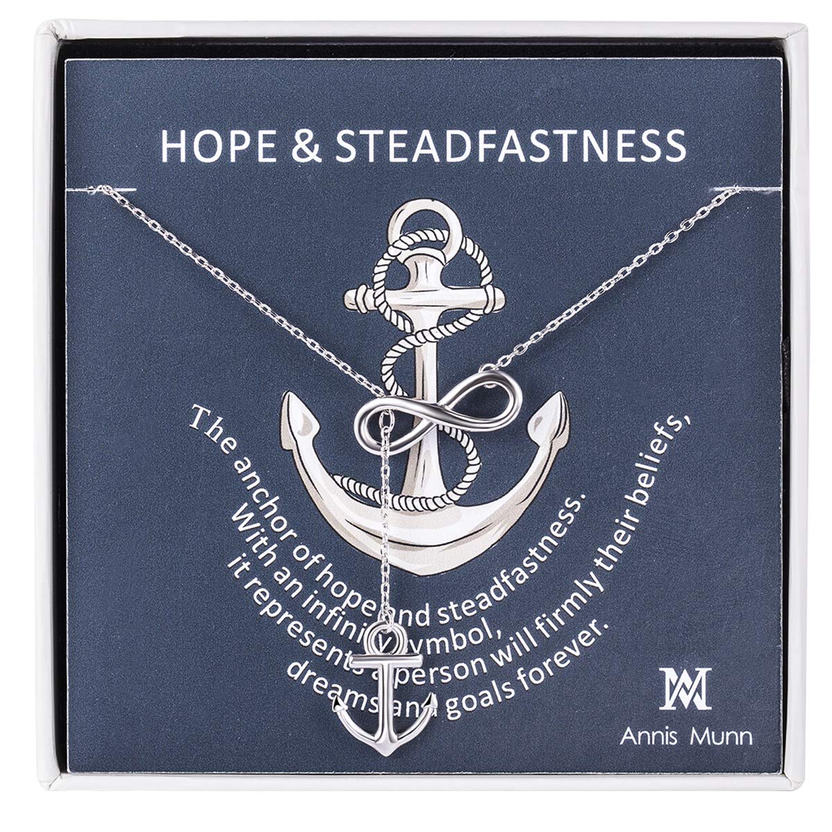 Anchor Infinity Pendant Women Necklace 925 Sterling Silver Women Jewelry Y shaped Adjustable Necklace Gifts for Her