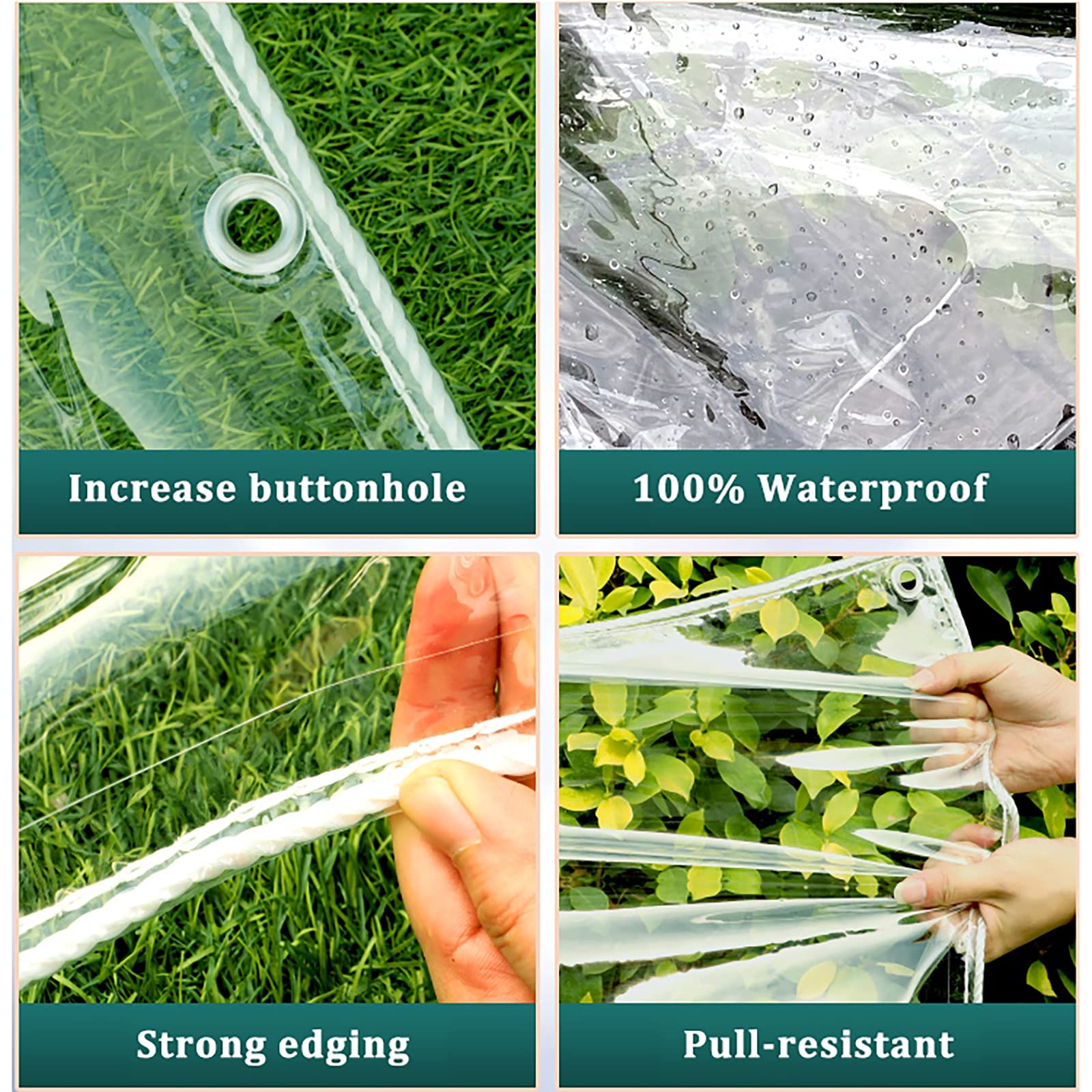 Wasserdichte Abdeckplane Transparent – 450g/m² PVC Mit Ösen, Für Garten, Auto, Terrasse