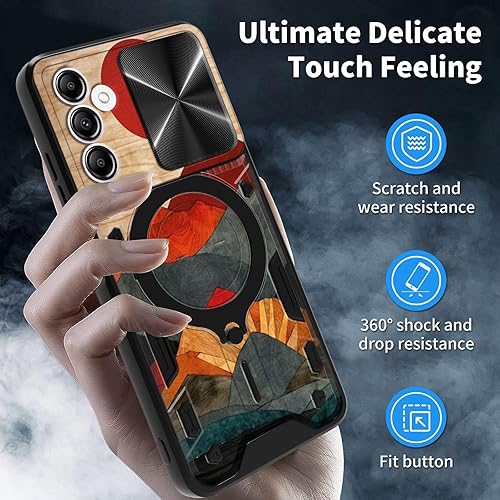 Vista 26 de Funda para Samsung Galaxy A13 5G con cubierta deslizante para lente de cámara y anillo giratorio de 360 grados, soporte híbrido de doble capa Flores