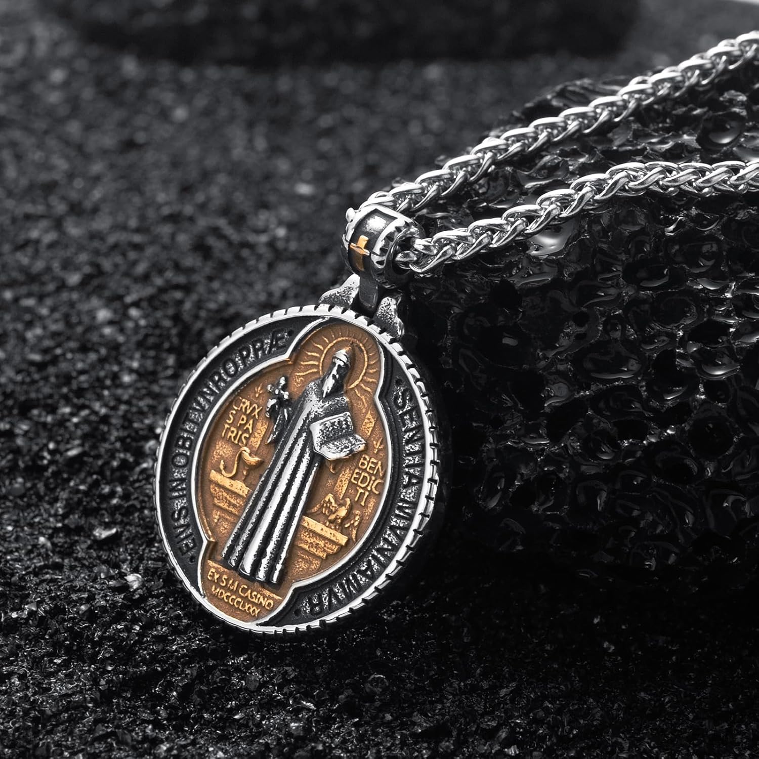 St Christopher/George/Michael/Jusus/Mary Necklace for Men Stainless Steel Patron Saints Medallion Jewelry - Image 3