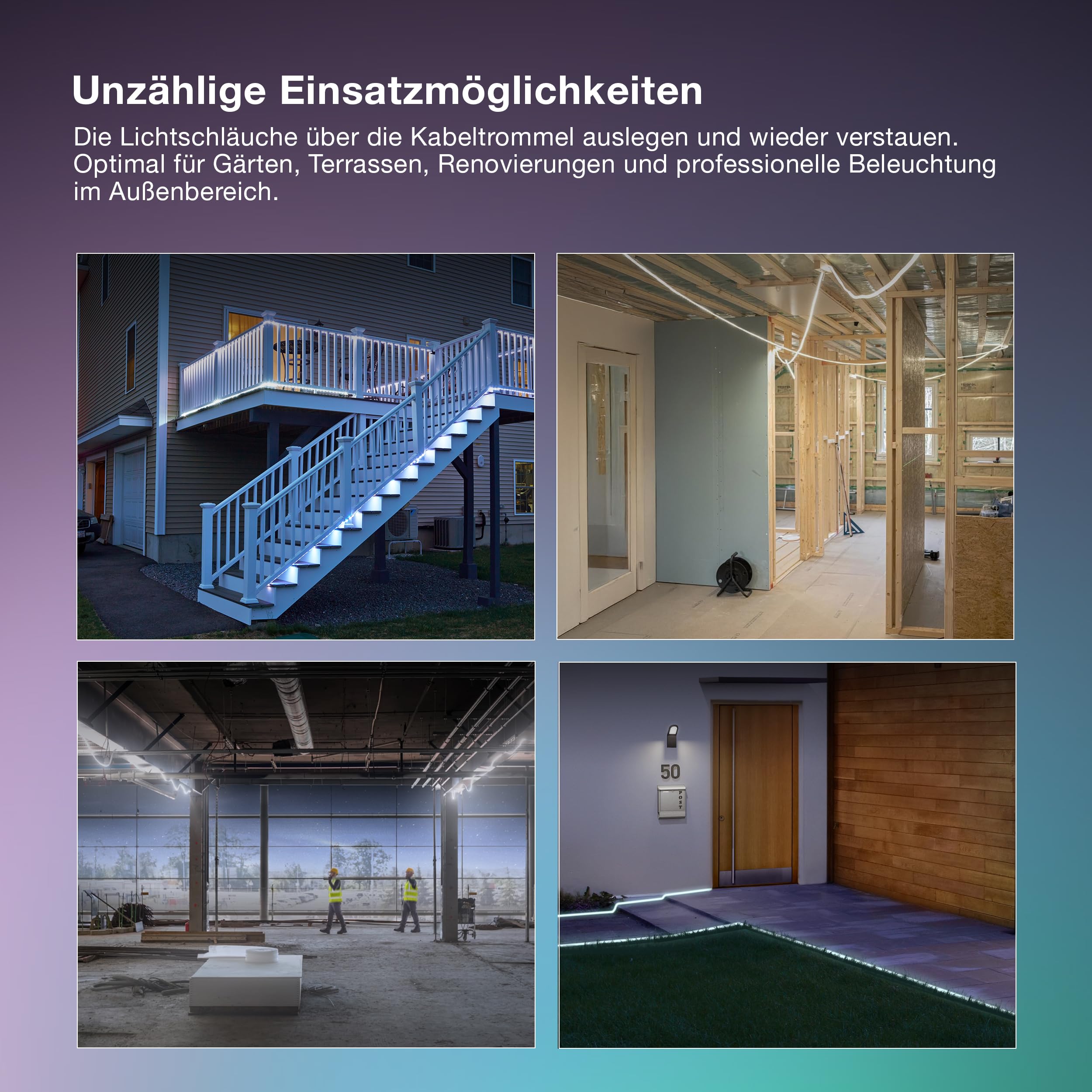 Osram Outdoor Flex LED Streifen 10M IP65, kaltweiß, bis 50 m erweiterbar, inkl. Kabeltrommel, Montagezubehör, Anschlusskabel