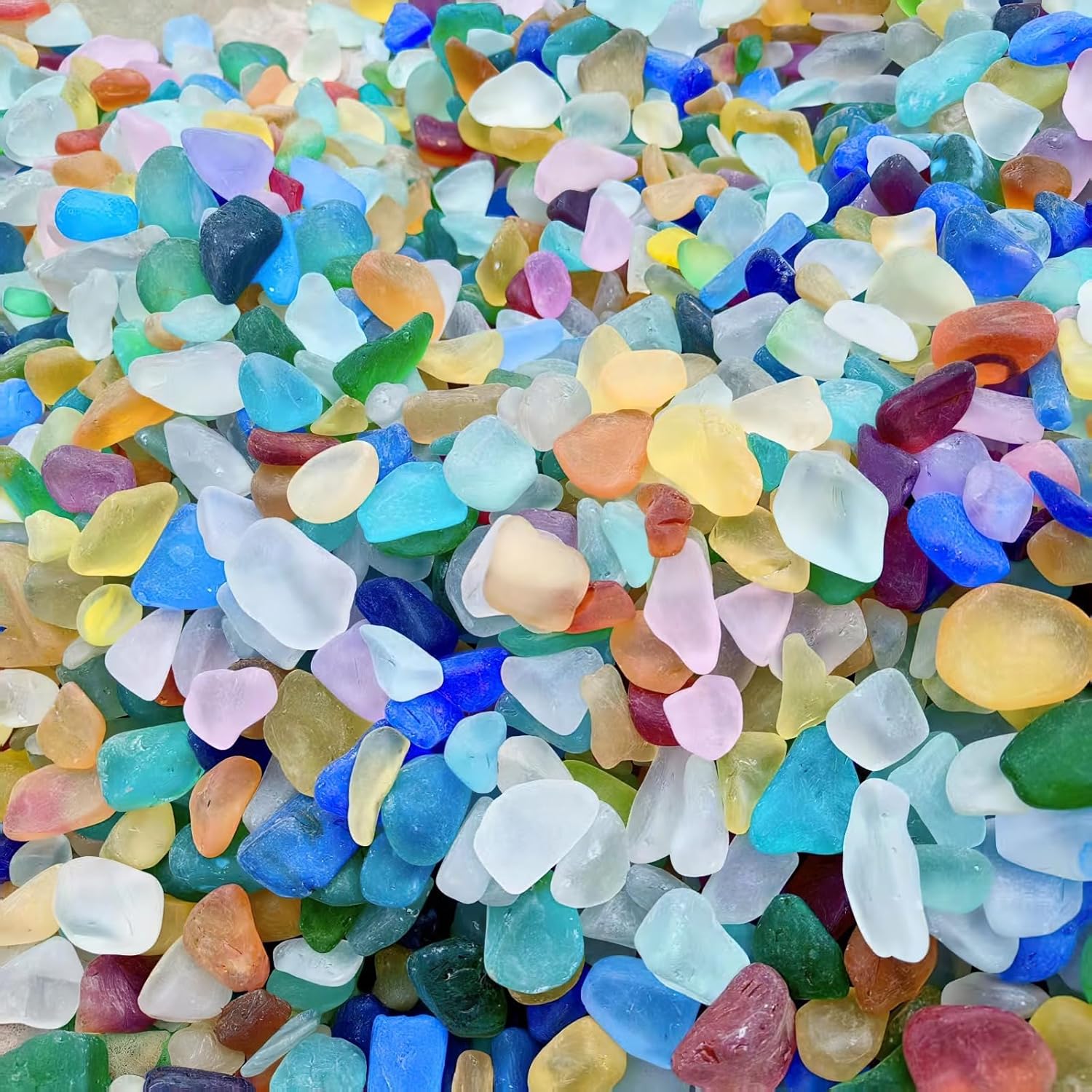 Kg Sea Glass Pebbles, 0.79-.57 in Frosted Aquarium Rocks, Colorful for Vase Fillers, Home Decor, Beach Party Decoration