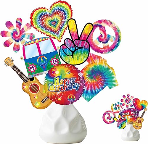 26 piezas de centros de mesa de teñido anudado para fiestas de teñido anudado, decoraciones para decoración retro hippie, fiesta de cumpleaños,