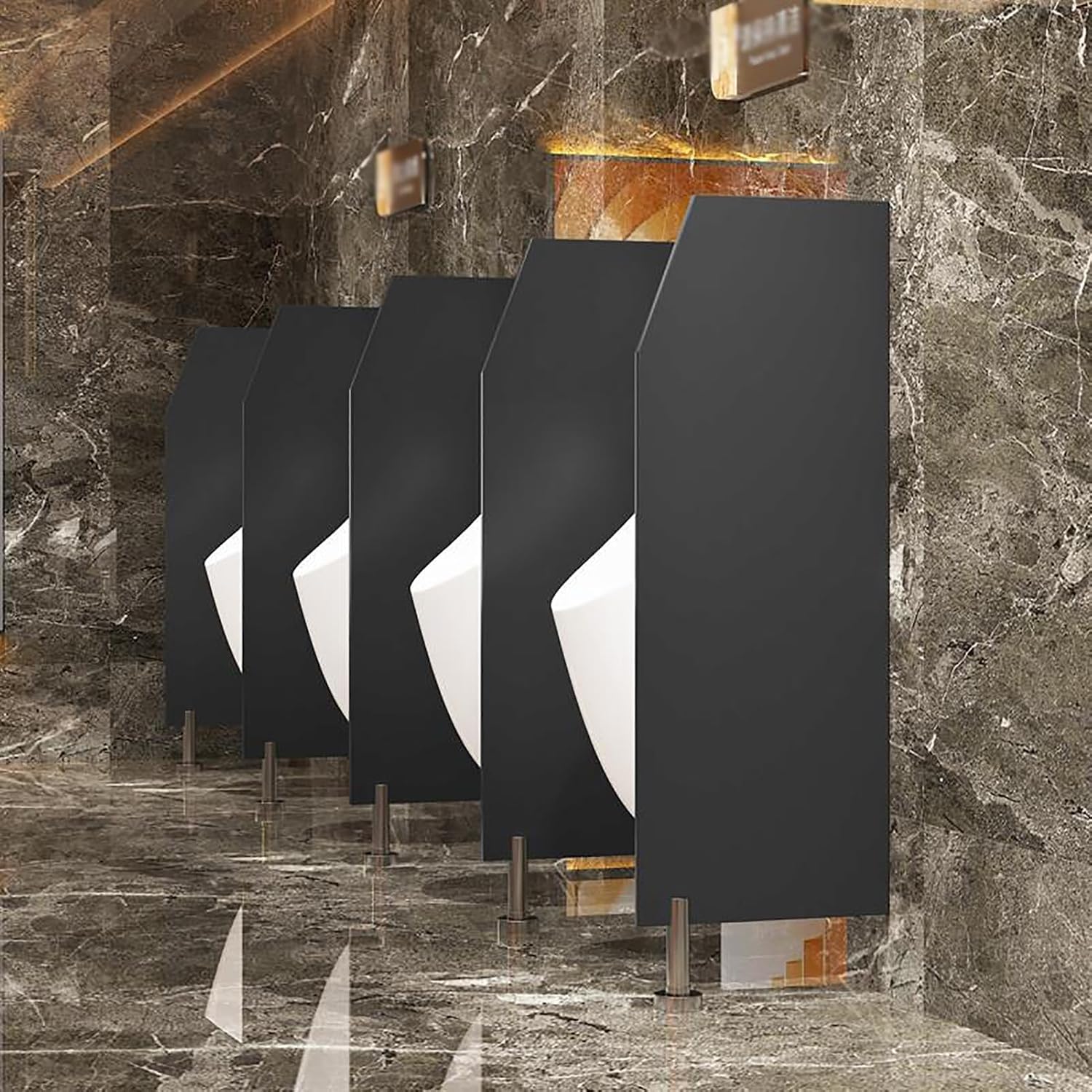 Floor Standing Toilet Partition, Urinal Screen Toilet Partition, Men’s Urinal Privacy Screen Divider Partition, for Hotel/Schools/Kindergartens/Shopping Malls/Public Places(Color:Black,Size:3Pcs)