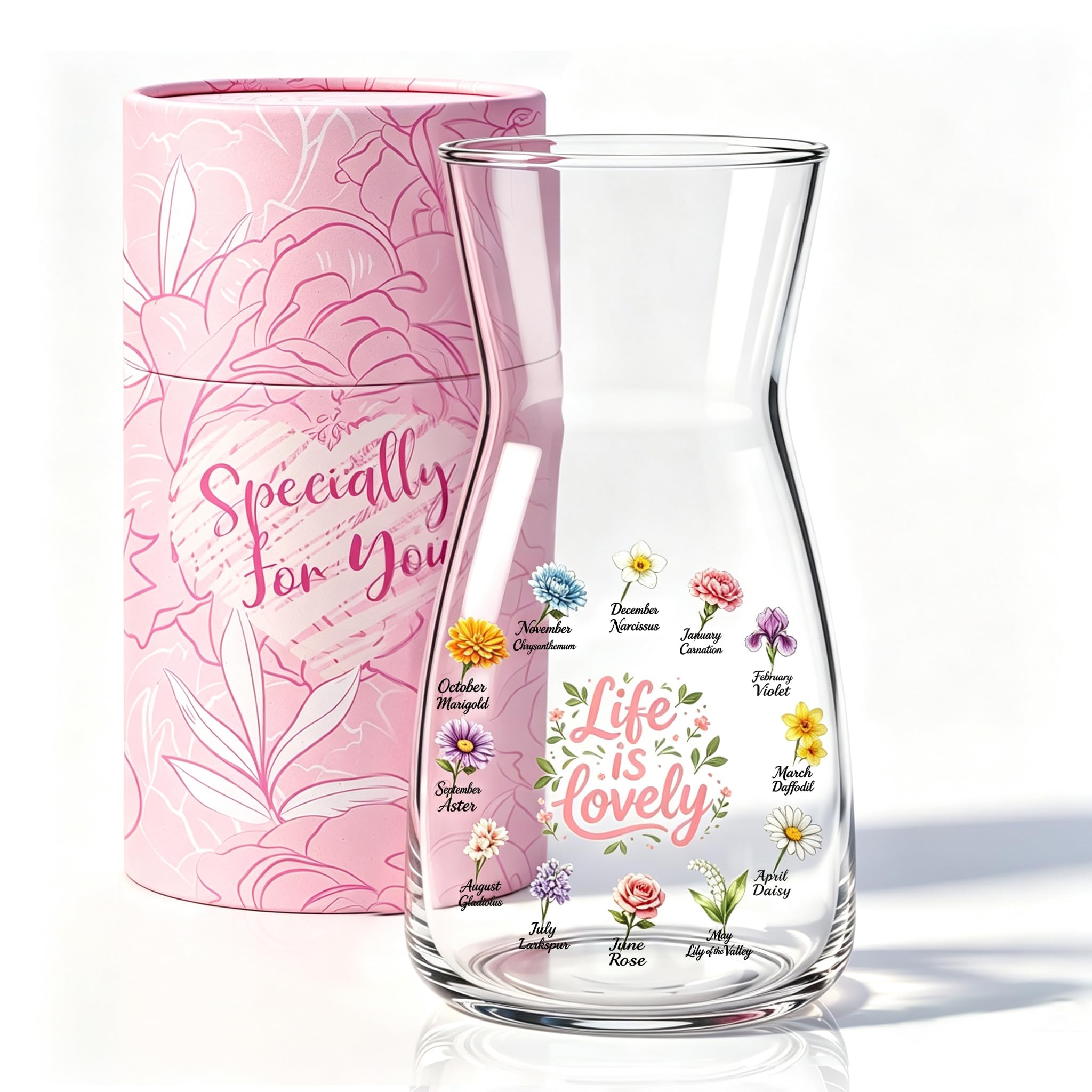 Gifts for Women Her Glass Vase Birthday Friendship Gifts Home Room Decor
