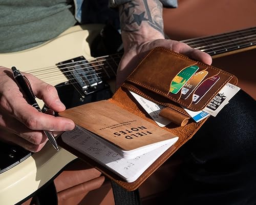 Miniatura 4 de Leather Journal Cover for Moleskine Cahier Notebook Pocket size with pen holder 3.5" x 5.5" Personalized Refillable Cover Compatible with Field Notes