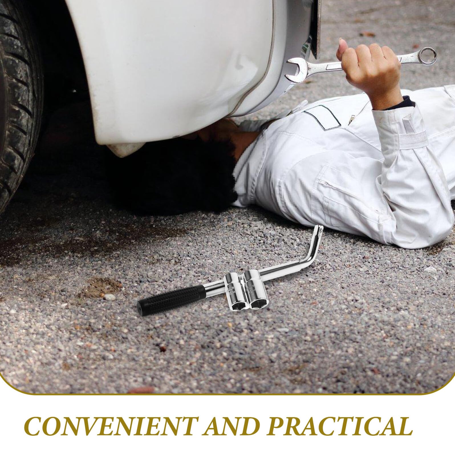 Strumento Sollevamento Auto Compatto con Chiave Cricchetto Integrata Maniglia per Cric Idraulico Accessorio per Veicoli e Piccoli Camion Leggero e Facile da Riporre