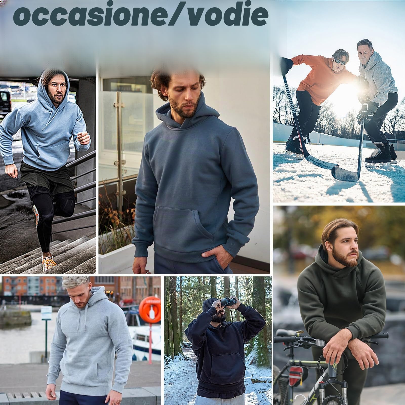 Nadeer Felpe con Cappuccio Uomo Felpa in Pile Manica Lunga Hoodies Invernale Caldo Sweatshirt Pullover con Tasche Sport Fitness