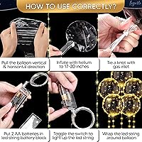 Vista 2 de 10 globos LED iluminados para fiestas, globo transparente de 18 pulgadas con cadena de luces doradas e interruptor individual, decoraciones