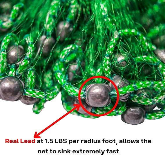 Bait Cast Net: 3/8 Sq. Mesh, 12 ft Radius