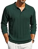 Mens Knit Polo Long Sleeve Polos Sweater Causal Collared Golf Sweaters Fashion Business Dress Pullover