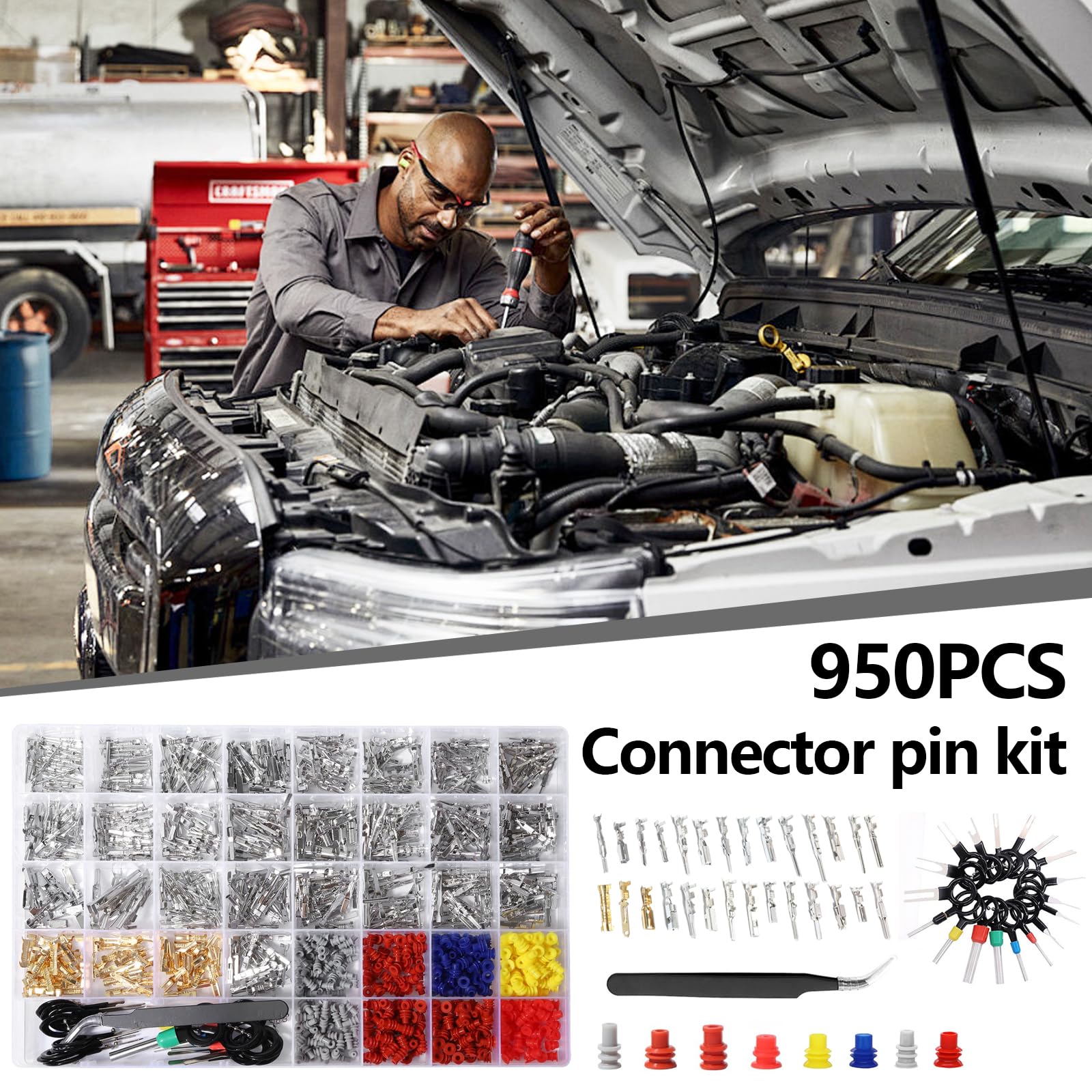 Connettore Elettrico Automobile Kit 950 Pz Pin Connettore 1/1,5/1,8/2,2/2,3/2,5/2,8/3,5 mm Maschio e Femmina Per Auto Moto e Barche