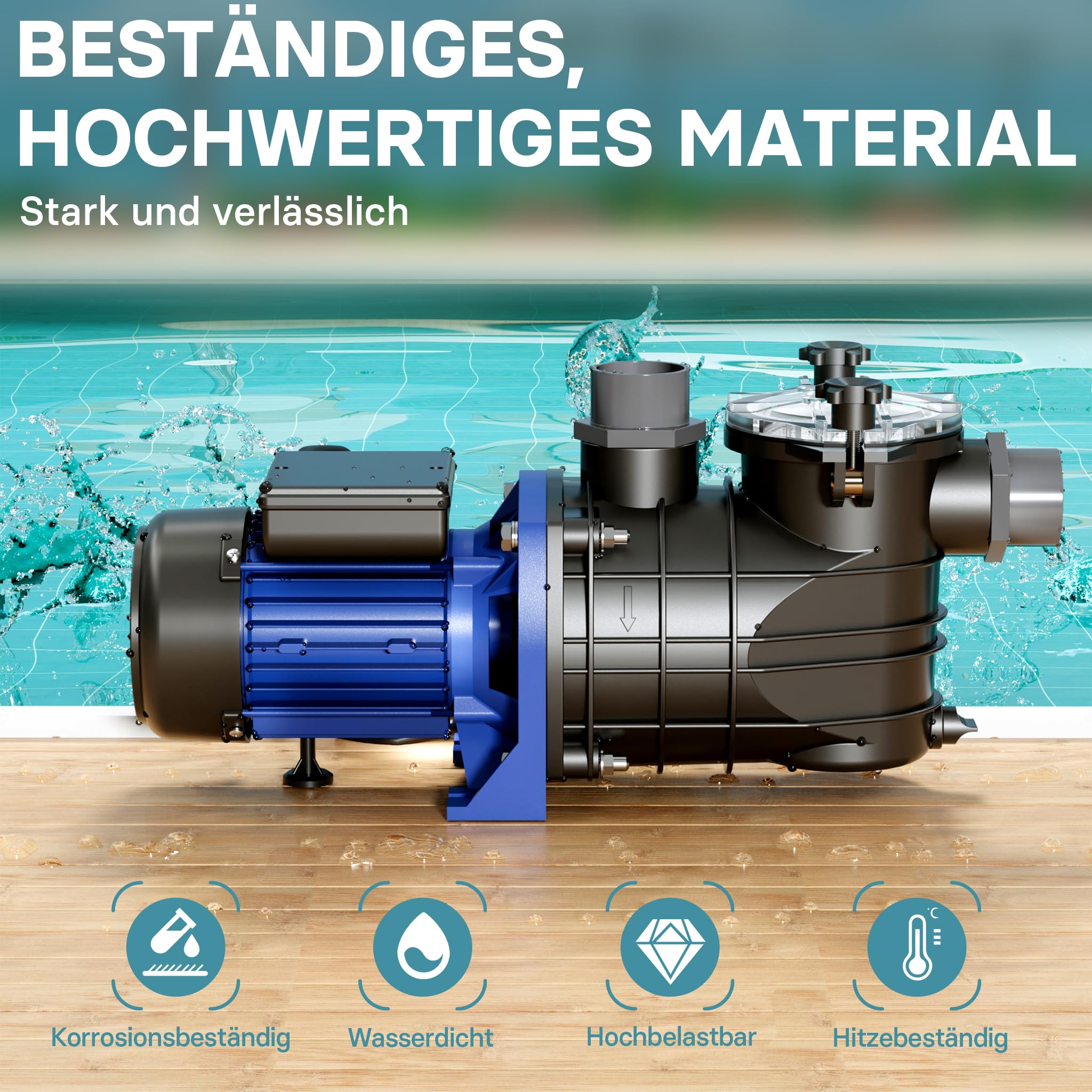 Pool Pumpe 17700 l/h 1100 W Schwimmbadpumpe Filterpumpe Umwälzpumpe Pool