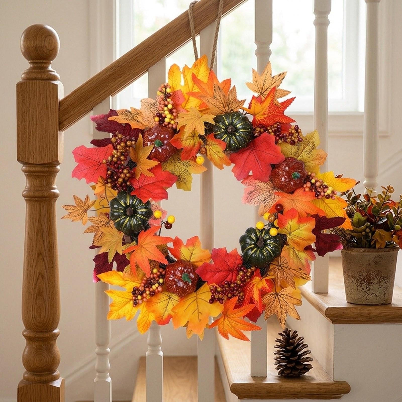 Generic Ghirlanda Autunnale Fatta a Mano con Zucche per La Porta D'ingresso E per Il Giorno Del Ringraziamento.