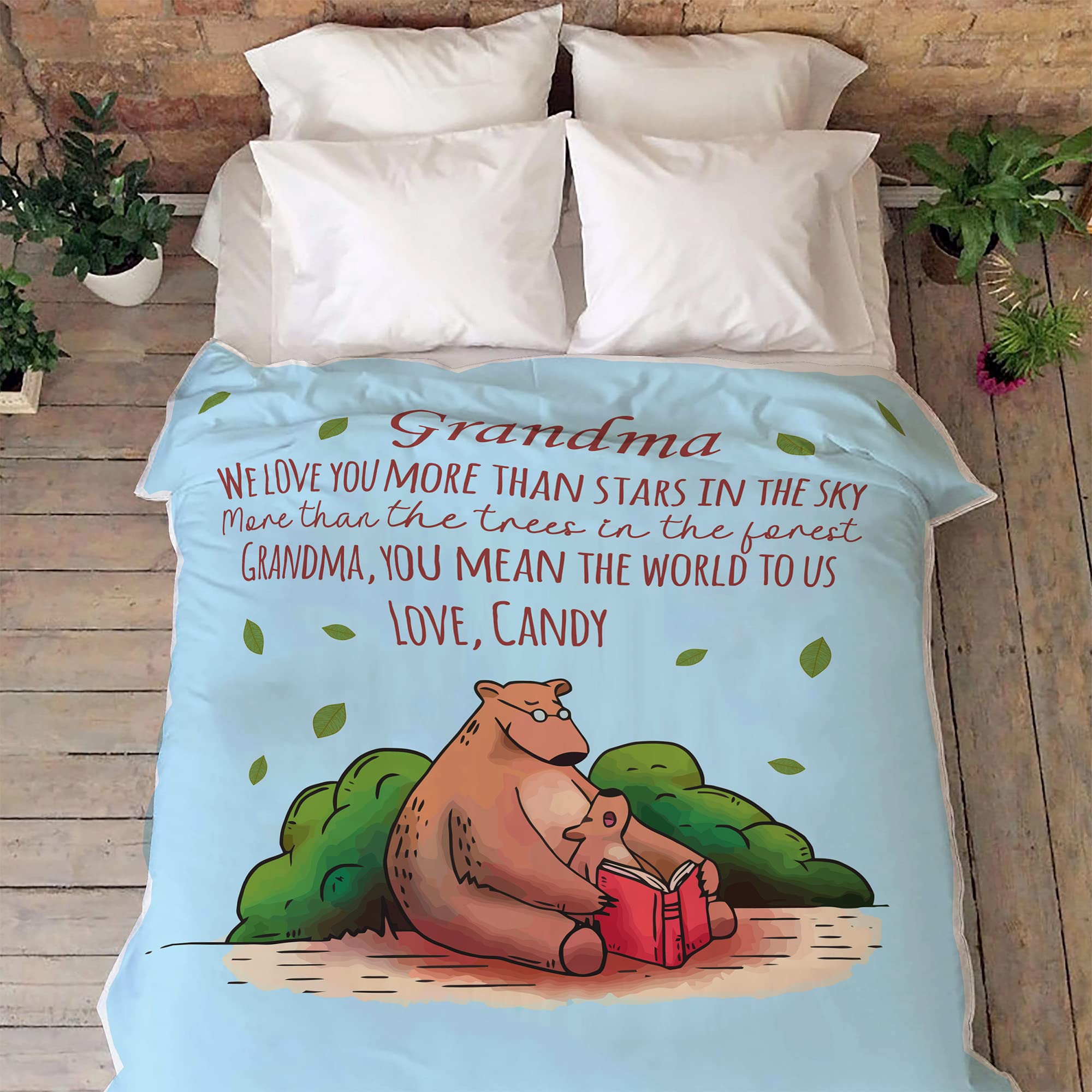 Coperta con nome personalizzato We Love You More Than Stars in The Sky Coperta nonna orso coperta in morbido pile coperta personalizzata regalo per Mimi Nana nonna regalo personalizzato