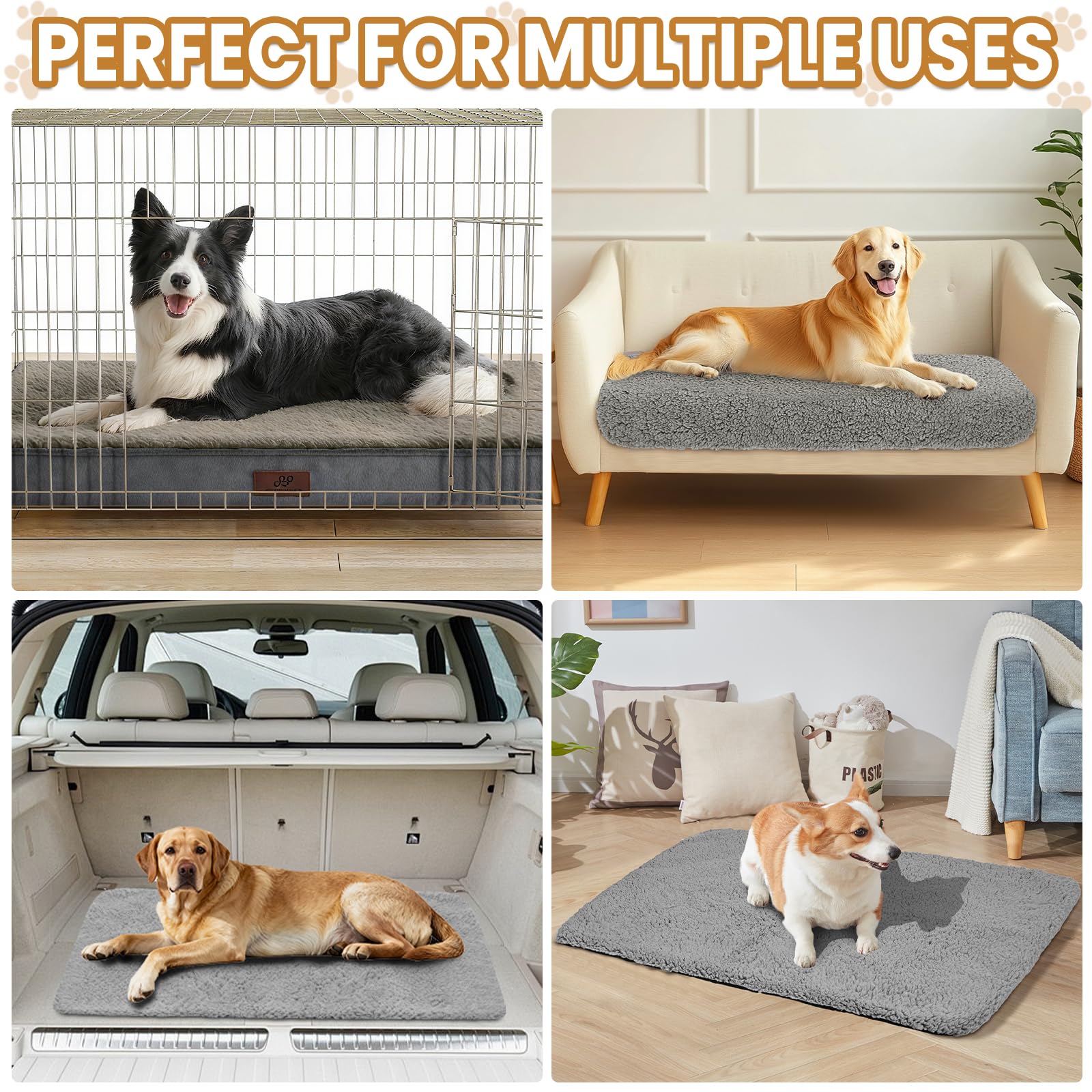 2 Pack Self Warming Dog Mats – 36"&times;24" Thermal Heating Pet Pads for Medium & Large Dogs, Soft Thick & Cozy for Extra Warmth, Washable, Non-Electric & Non-Slip Crate Beds for Indoor Outdoor Use - image 8