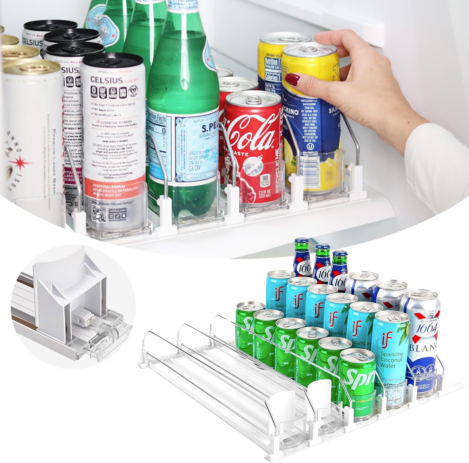 Amazon.com: Drink Organizer for Fridge-White Automatic Pusher Glide ...