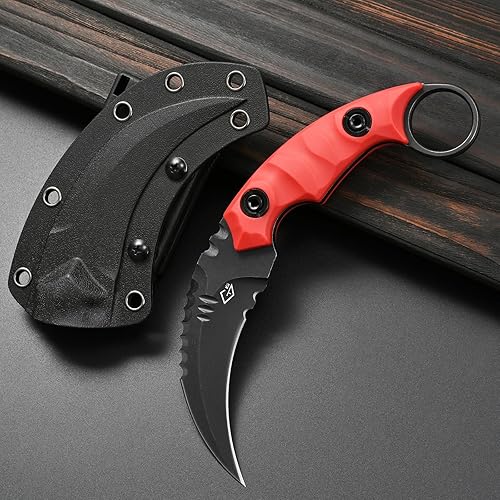 GTK691 Cuchillo de hoja fija D2 Hoja de acero Mango de fibra de vidrio de nailon con funda Kydex para acampar al aire libre, caza, senderismo,