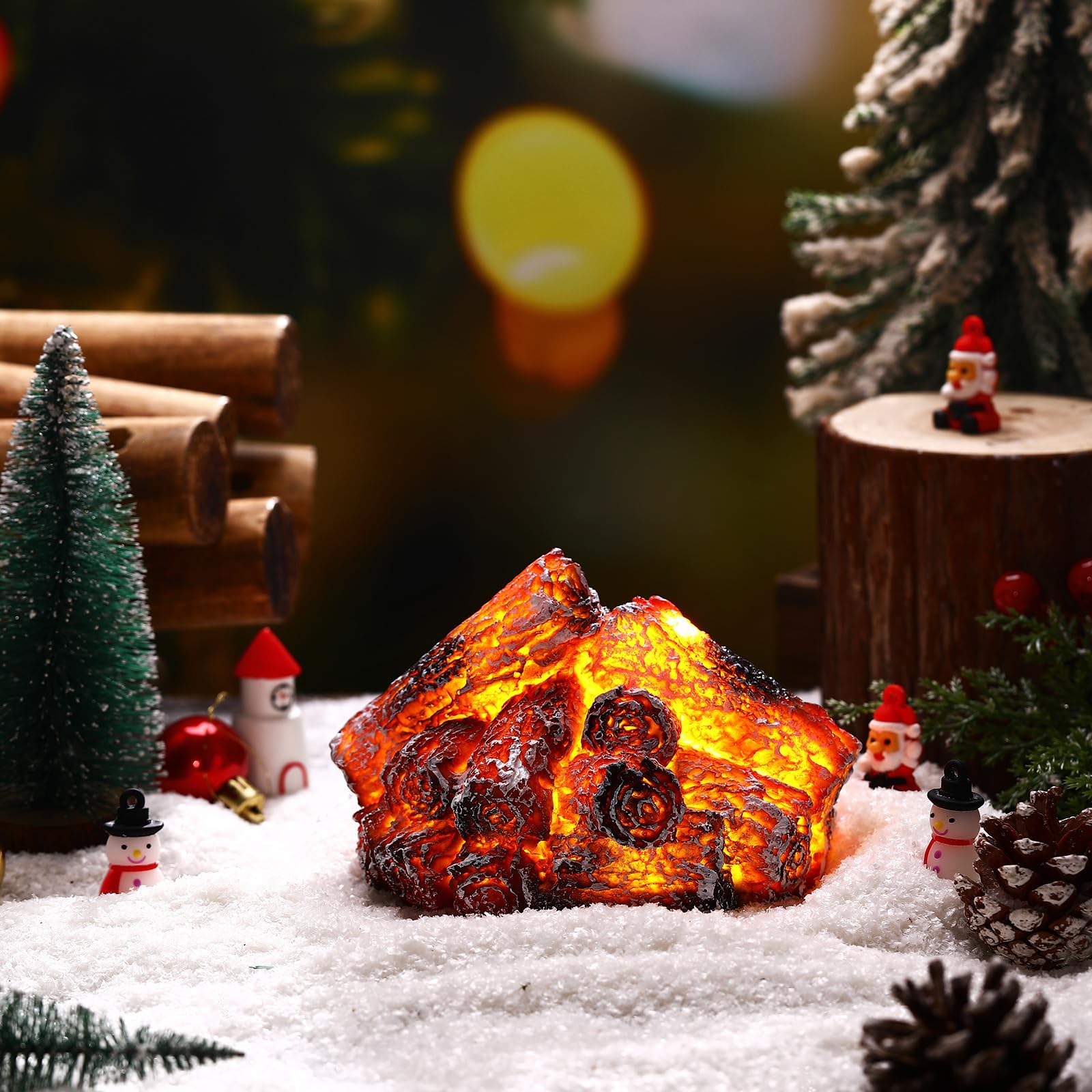 Amazon.com: Glooglitter 3 Pcs Flameless Fireplace Lights 3D