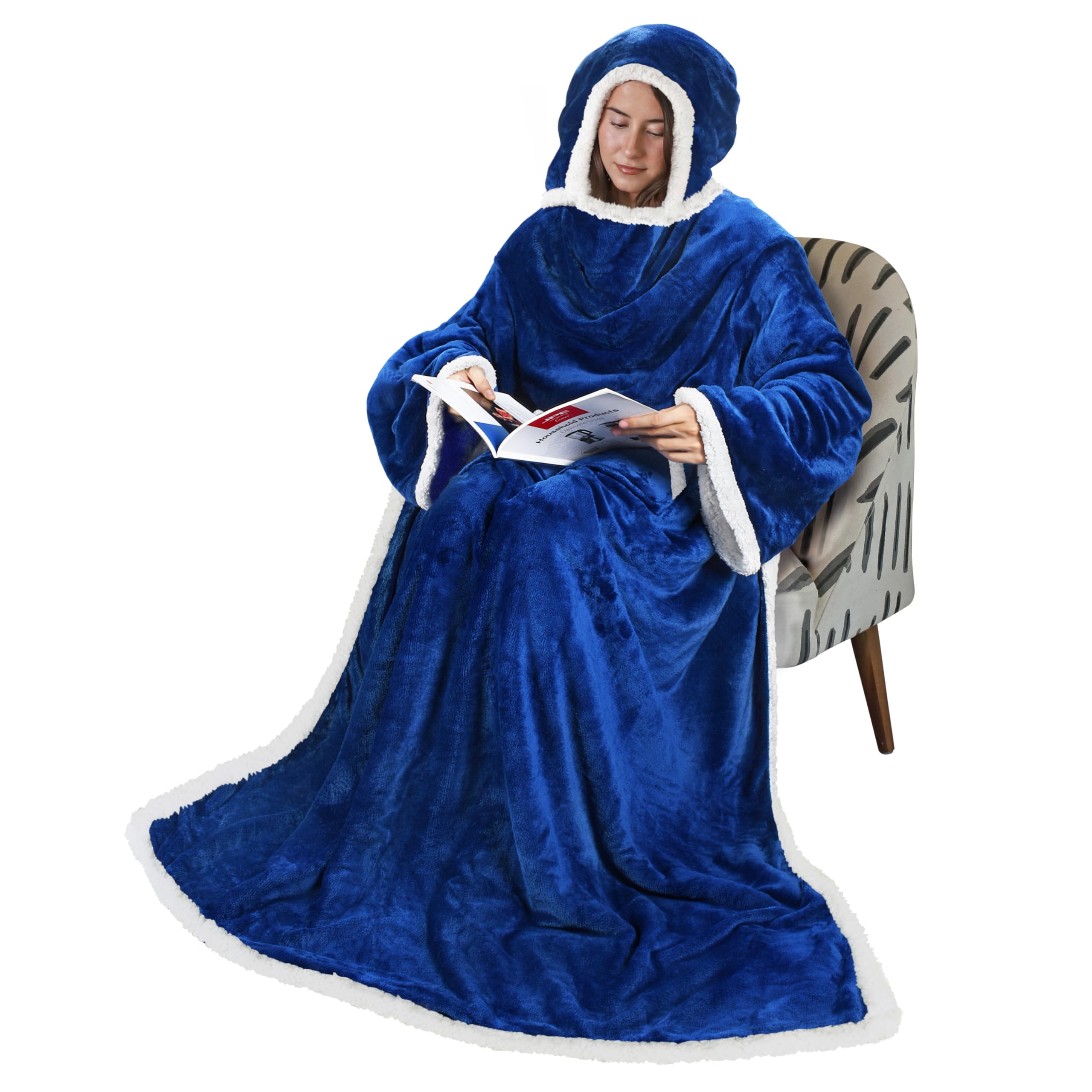 Amazon.com: Tirrinia Sherpa Hood Wearable Blanket for Adult Women