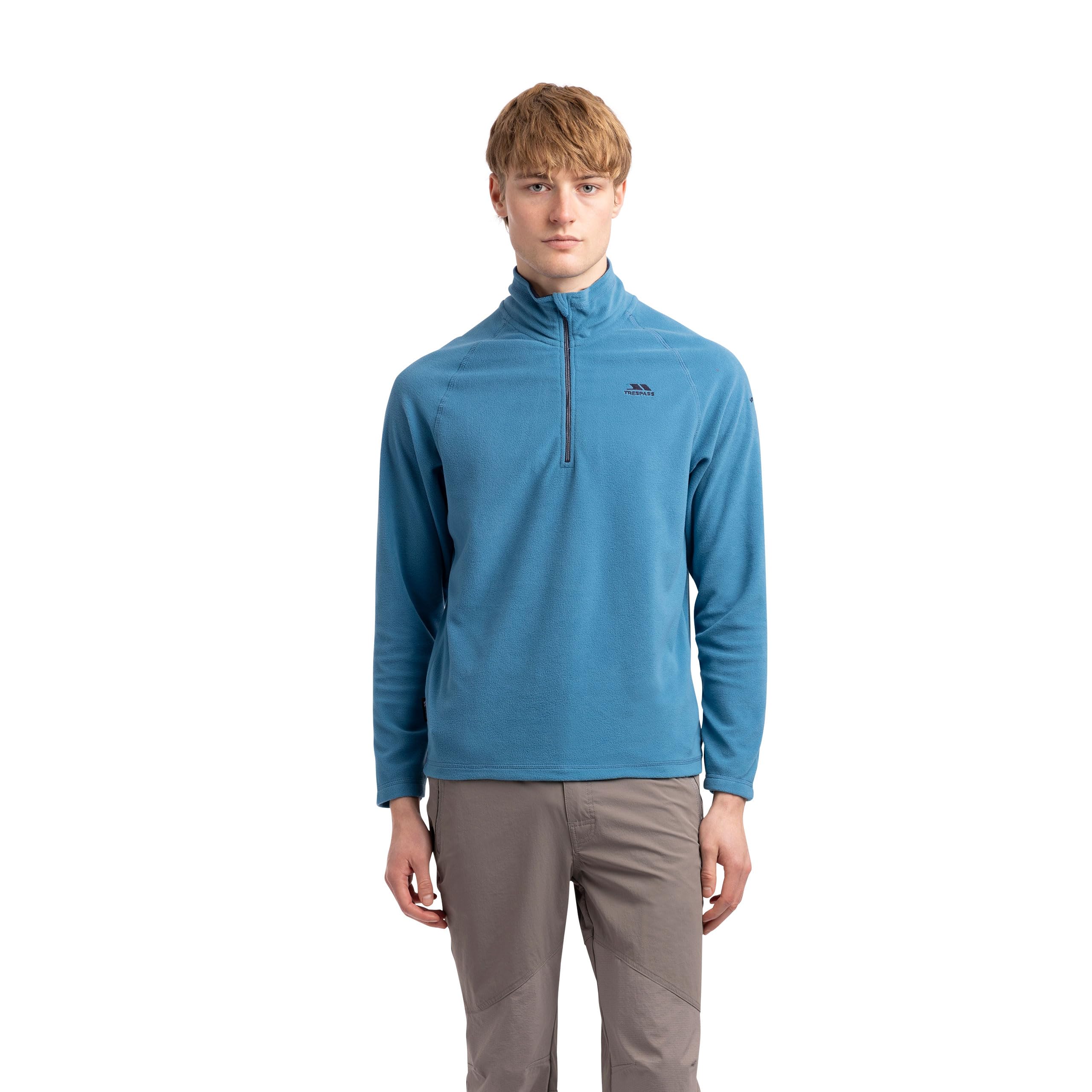 Trespass Mens Casual Fleece Top Blackford - Anti Pilling, 1/2 Zip Neck, Contrast Inner Collar, Contrast Neck Tape, Knitted, 100% Polyester