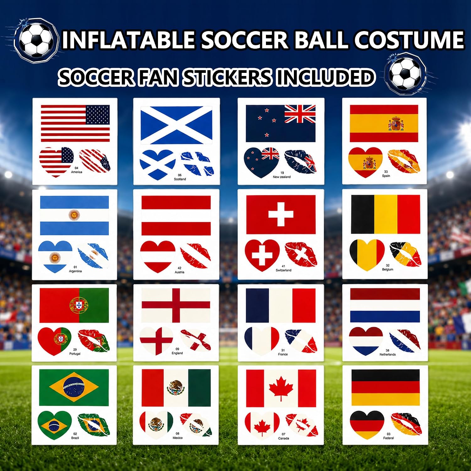 Inflatable Soccer Ball Costume for Adults, Funny Blow Up Football Costume for Men Women, Soccer Fan Halloween Cosplay Outfit