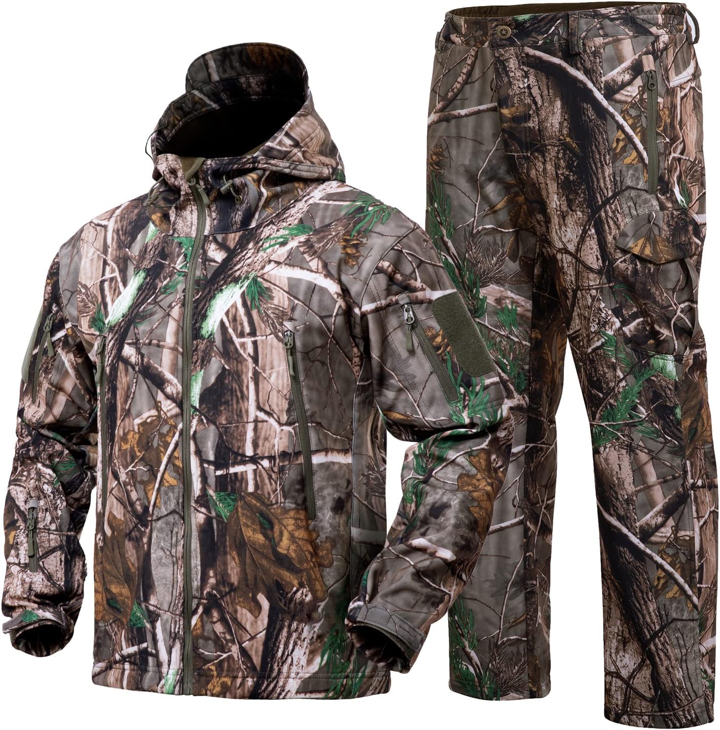 YEVHEVHunting Gear Suit for Men Camouflage Hunting Hoodie Jacket Windproof Real-Tree Camo