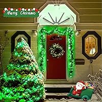 Vista 3 de JMEXSUSS Paquete de 4 luces solares de Navidad verdes, 400 luces LED solares de 132 pies para exteriores, impermeables, 8 modos de alambre de cobre