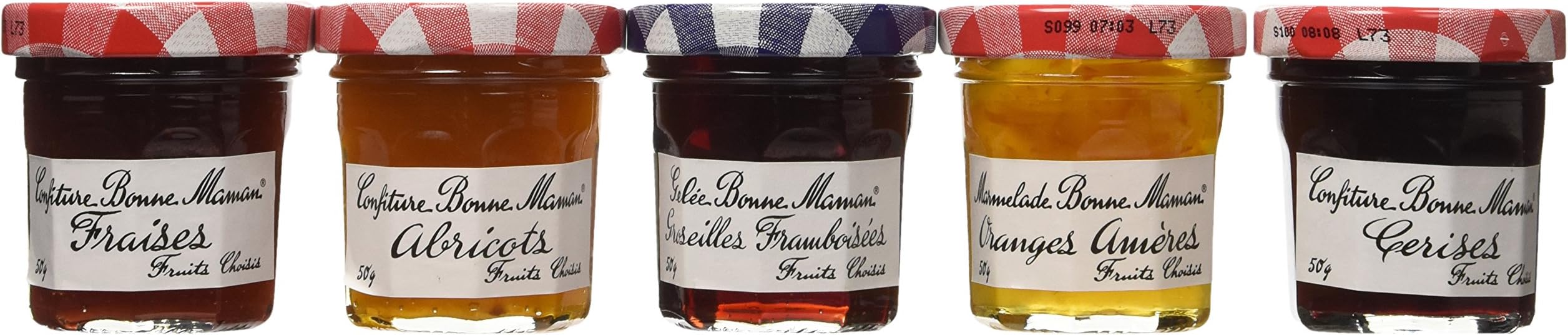 Assorted Mini Jams - Strawberry, Apricot, Raspberry, Orange Marmalade, Cherry - 8.82 ounces total