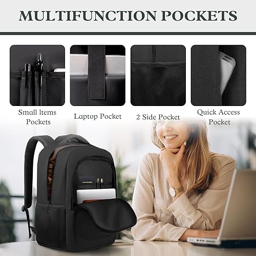 Miniatura 3 de Mochila del ordenador portátil del viaje de 15,6 pulgadas, mochila delgada antirrobo de la escuela del negocio, Negro -, Mochilas de viaje