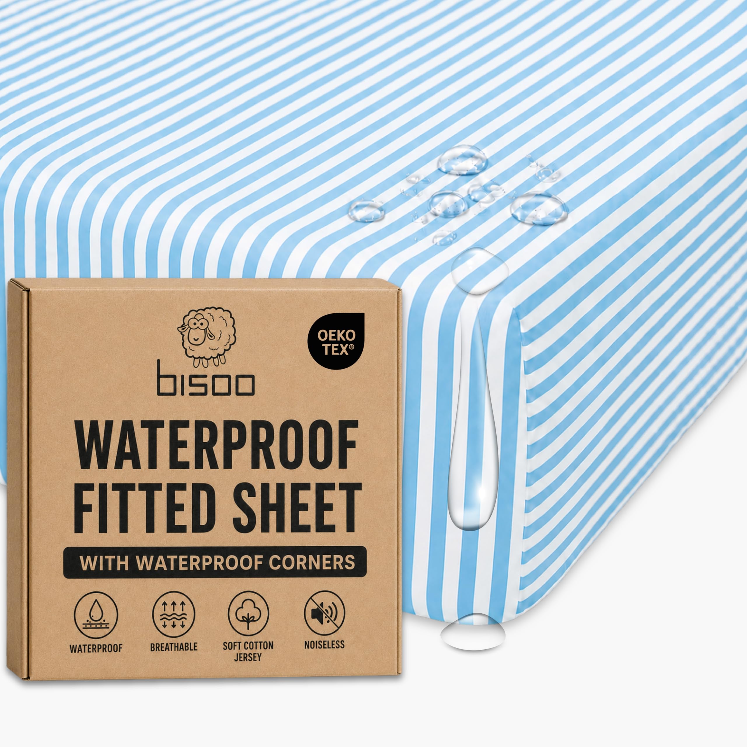 Bisoo Magic Sheet 22x36in Blue Stripes Fitted Sheet for Bedside Crib