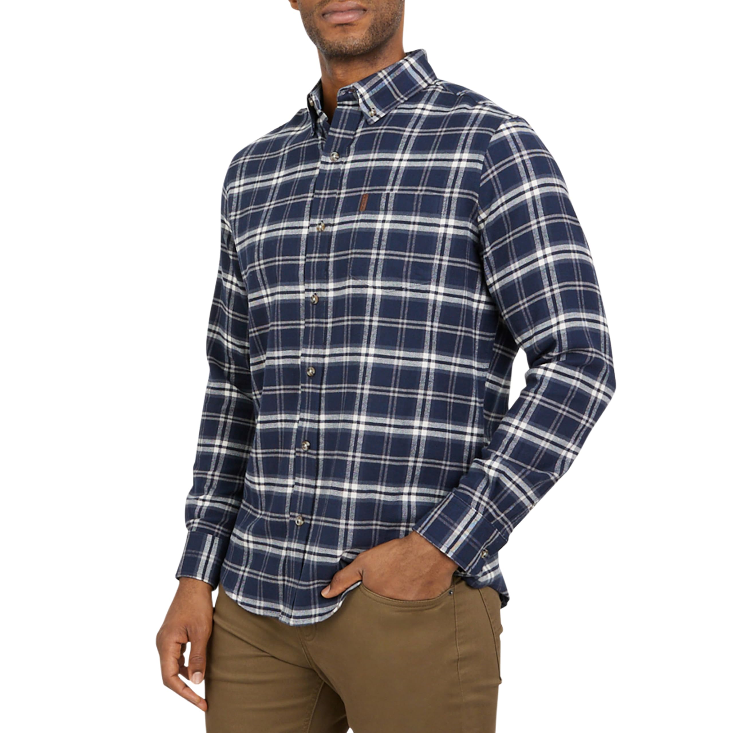 Chaps Men's Classic Fit Long Sleeve Button Down Stretch Flannel Casual Woven Shirt (S-2XL)